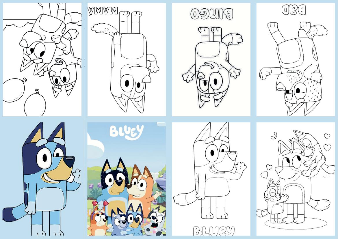 Mini livrinho de colorir do tema Bluey